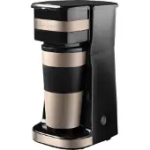 Bestron Kaffeemaschine mit Isolierbecher, Für gemahlenen Filterkaffee, 2 Große Tassen, 750 Watt, Edelstahl, Farbe: Kupfer