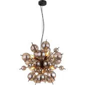 Globo Lighting Hängeleuchte Metall schwarz matt, Glaskugeln rauchfarben, Kabel PVC schwarz, Höhe kürzbar, ø: 550mm, H: 1200mm, Glaskugeln-DM: 24 x 6 cm, 24 x 10 cm, exkl. 6x E14 25W 230V