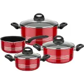 GSW Topf-Set "Milano color" Set, je 1 Kochtopf Ø 16/20/24 cm, 1x Stielkasserolle Ø 16 cm, 7 Stk. tlg. Aluminium Leichtmetall-Legierung