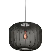 Anne Light & Home – Hängeleuchte – Sable – schwarz – Leinen und Metall – Ø 45 cm – E27 – 4191ZW