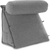ELONEO Rückenkissen mit Nackenrolle für Bett & Sofa 55x50x30cm, waschbarer Bezug 1 St Kissen