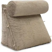 ELONEO Rückenkissen mit Nackenrolle für Bett & Sofa 55x50x30cm, waschbarer Bezug 1 St Kissen