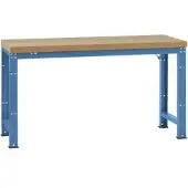 Manuflex Werkbank Profi Standard, Tischplatte Kunststoff B 2000 x T 700, brillantblau