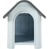 En.casa Hundehütte 'Bello' Hundehaus 75 x 59 x 66 cm Kunststoff Weiß/Grau