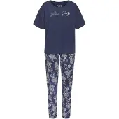 Vivance Pyjama mehrfarbig Gr. 32/34 für Damen. Rundhals und Allover-Druck, Print. Bequem. Nachhaltig.