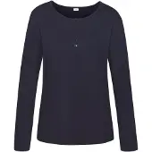 s.Oliver Pyjamaoberteil , Damen, Gr. 32/34, blau, Single Jersey, Obermaterial: 50% Baumwolle, 50% Viskose, unifarben, Basic, Basic hüftlang, Rundhals, eingesetzt, Shirts Pyjamaoberteil, mit Knopfleiste