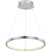 Globo Lighting Hängeleuchte Metall Nickel matt, Metall Nickel matt, Kunststoff opal, Höhe kürzbar, ø: 385mm, H: 1200mm, inkl. LED 19W 230V, 2600lm Source, 1000lm Output, 3000K