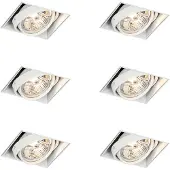 QAZQA - Set mit 6 Einbaustrahlern weiß GU10 AR70 Trimless - Oneon I Wohnzimmer I Schlafzimmer - Stahl - LED geeignet GU10