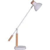 SalesFever Schreibtischlampe verstellbar | 1 flammig | Metall mit Holz | B 18 x T 76 x H 34 cm | weiß mit Holzdekor