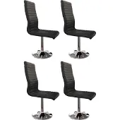 SalesFever Esszimmerstuhl 4er Set | Bezug Kunstleder | Gestell Metall Chrom-Optik | 360 Grad drehbar | B 45 x T 65 x H 106 cm | schwarz