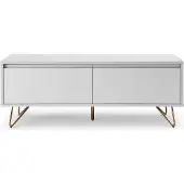 SalesFever Lowboard aus MDF | 1 Schublade und 1 Klappfach | Beine Metall mit Messinglegierung | B 120 x T 40 x H 45 cm | weiß