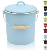 Karl Krueger Karl Krüger M10PAB Mülleimer "Sylt"emailliert mit Deckel, 10 Liter