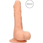 Realrock Dong 8 - naturgetreuer, realitätsnaher Dildo mit Hoden (20 cm) - hautfarben