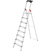 Hailo Stufenstehleiter L80 ComfortLine, EN 131, mit Multifunktionsschale & XXL-Stufen, bis 150 kg, 8 Stufen