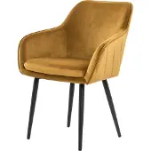 SalesFever Esszimmerstuhl | Stoffbezug in Samt-Optik | höhenverstellbares Metallgestell | Diamantsteppung | B 61 x T 60 x H 85 cm | senfgelb – schwarz