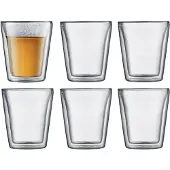 Bodum Set aus 6 Bodum 200 ml transparenten Borosilikatgläsern für die Küche