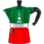 Bialetti 0005322, Mokka-Kanne, 0,13 l, Grün, Rot, Aluminium, 3 Tassen, Thermoplast