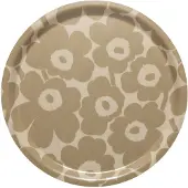 Marimekko Mini Unikko Tablett Ø 31 cm Plywood Hellbraun/Beige