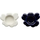 Marimekko - Unikko Teelichthalter, weiß matt / cobalt (2er-Set) (60th Anniversary Collection)