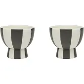 OYOY - Toppu Eierbecher, weiß / schwarz (2er-Set)