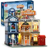 Mould King Friseursalon Baustein-Set mit Beleuchtung, 2267+ Teile, kompatibel
