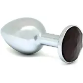 Rimba XS - silberner Metall-Buttplug mit schwarzem Stein