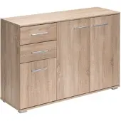 Casaria Sideboard Kommode eiche mit 3 Türen und 2 Schubladen