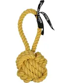 Ebi Bernina Hundespielzeug Ball mit Schlaufe "are you knots" gelb, Maße: 37 cm