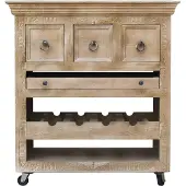 SIT Möbel Küchenwagen mit 3 Schubladen | Ablage für 4 Flaschen | Mango-Holz natur | B 78 x T 48 x H 85 cm | 14587-01 | Serie DAIPUR