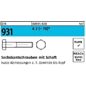 Industrial Quality Supplies Sechskantschraube DIN 931 m.Schaft M 14 x 65 A 2 (- 70)