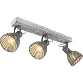 Globo Lighting Strahler Holz antik weiß getüncht, 3x E27