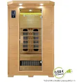 Artsauna Infrarotkabine Oslo - Wärmekabine mit Keramikstrahler & LED-Farblichttherapie für 2 Personen - Infrarotsauna 120x100 cm aus Hemlockholz