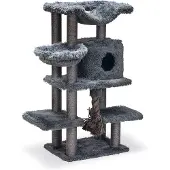 Beeztees Duco Kratzbaum für Katzen, stabil, grau, 60x45x126 cm, Sisal-Plüsch, mit Schlafplatz