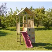 Wendi Toys Holz Spielturm Hase inkl. Rutsche und Kletterwand Natur 260x110x270 cm