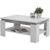 Hela Couchtisch Wohnzimmertisch Tim II - Nachbildung Weiß/Betonoptik - Melaminbeschichtung - großer Ablageboden - Maß 90 x 60 cm