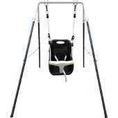 Axi Metall-Babyschaukel mit Sitz, anthrazit/creme – Freistehendes Schaukelset für drinnen und draußen