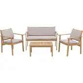 Mendler Garten-Garnitur MCW-O19, Lounge-Set Sitzgruppe Bank Sessel Tisch, Holz Akazie MVG Stoff/Textil (180g/m²) Kissen grau