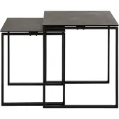 Actona Couchtisch Katrine, 2er Set, Schwarz, Maße 50 cm Breite x 50 cm Tiefe x 55 cm Höhe
