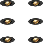 QAZQA - Set mit 6 modernen Einbaustrahlern schwarz - Rondoo I Wohnzimmer I Schlafzimmer - Aluminium - LED geeignet GU10