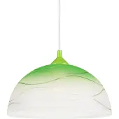 Licht-Erlebnisse ADANIA Pendelleuchte Vintage Glas Weiß Grün Ø30cm rund E27 blendarme Hängelampe Küche