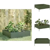 vidaXL Hochbeet Olivgrün 100x100x41 cm Stahl
