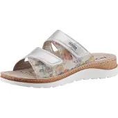 Rohde Damen Pantolette floral bedruckt Blumen Muster Metallic Klett Baviera 1302, Größe:40 EU, Farbe:Weiß
