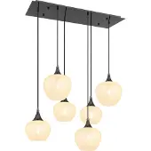 Globo Lighting Hängeleuchte Metall schwarz-chrom, Glas klar, Acrylkristalle klar, Kabel PVC transparent, Höhe kürzbar, LxBxH: 860x420x1200mm, je 2x DM:18/24/29cm, exkl. 6x E27 40W 230V