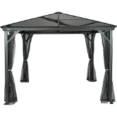 Sojag Aluminium Pavillon Verona aus Metall Gartenpavillon Gartenhütte Fußboden nicht vorhanden Gartenlaube 8.88 m² Walmdach
