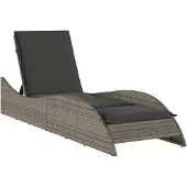 The Living Store Sonnenliege mit Auflage Grau 60x205x73 cm Poly Rattan
