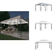 vidaXL Pavillon mit Doppeldach & LED-Lichterkette 3x4 m Weiß - Pavillons & Partyzelte