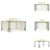 vidaXL Pavillon mit Netz 300x400x265 cm Creme - Pavillons & Partyzelte