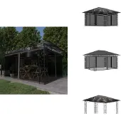 vidaXL Pavillon mit Moskitonetz & LED-Lichterkette 4x3x2,73m Anthrazit - Pavillons & Partyzelte
