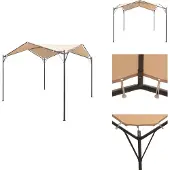 vidaXL Pavillon Partyzelt Überdachung 4x4 m Stahl Beige - Pavillons & Partyzelte