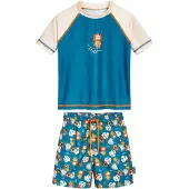 Playshoes 2tlg. Badeoutfit in Blau/ Creme/ Bunt | Gr.: 74/80